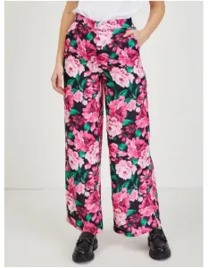 Růžové dámské květované kalhoty