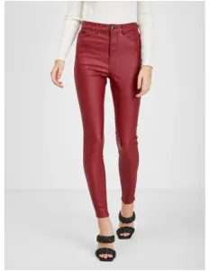 Vínové dámské koženkové kalhoty #4495741