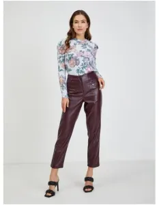 Vínové dámské koženkové kalhoty #4495750