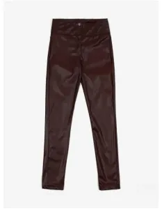 Vínové dámské koženkové kalhoty #4496402