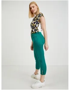 Zelené dámské zkrácené kalhoty
