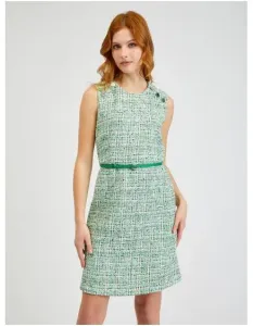 Zelené dámské vzorované šaty s páskem