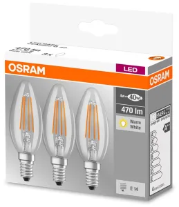 3PAK LED žárovka LED E14 B35 4W = 40W 470lm 2700K Teplá bílá 300° Filament OSRAM OSRLEDW0025
