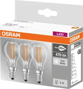 3PAK LED žárovka LED  E14 P45 4W = 40W 470lm 4000K Neutrální bílá 320° Filament OSRAM Base OSRLED4670