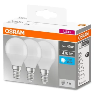 3PAK LED žárovka LED E14 P45 5W = 40W 470lm 4000K Neutrální bílá 300° OSRAM Base OSRLEDW1512