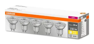 5PAK LED žárovka LED GU10 2,3W = 35W 230lm 2700K Teplá bílá 36° OSRAM  Base OSRPARF8635