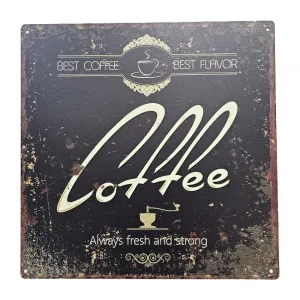 Černá antik nástěnná kovová cedule Coffee - 30*30 cm 8PL - 1232830301111