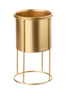 Zlatý kulatý kovový květináč na zlaté noze - Ø 11*19 cm 10582 #3495839