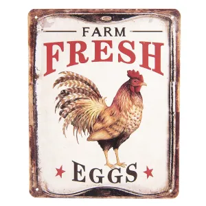 Béžová antik nástěnná kovová cedule Farm Fresh Eggs - 20*25 cm 8PL-1205820251111