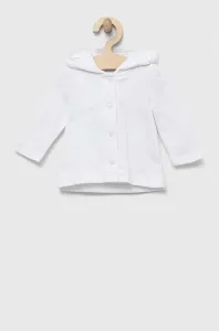 Dětská bavlněná mikina OVS bílá barva, s kapucí, hladká
