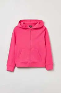 Dětská bavlněná mikina OVS růžová barva, s kapucí, hladká #6105788