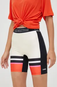 Tréninkové šortky P.E Nation Reframe dámské, béžová barva, vzorované, high waist #3880058