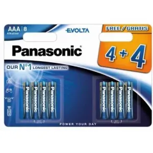 PANASONIC Alkalické baterie Evolta Platinum LR03EGE/8BW 4+4F AAA 1, 5V (Blistr 8ks)