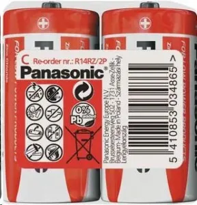 PANASONIC Zinkouhlíkové baterie Red Zinc R14RZ/2P C 1, 5V (shrink 2ks)