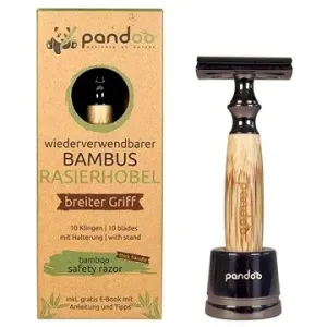 PANDOO Bambusový holicí strojek široká rukojeť + žiletky 10 ks