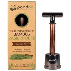 PANDOO Bambusový holicí strojek tenká rukojeť + žiletky 10 ks