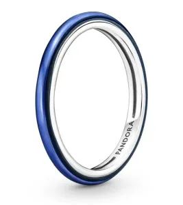 Pandora Minimalistický stříbrný prsten s modrým smaltem 199655C02 50 mm