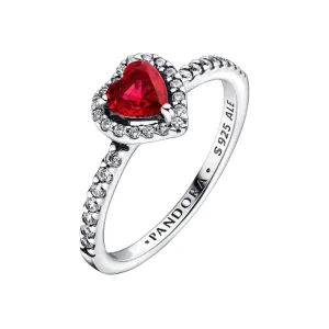 Pandora Romantický stříbrný prsten s červeným křišťálem Timeless 198421C02 56 mm