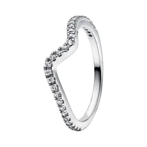 Pandora Vlnitý stříbrný prsten se zirkony Timeless 192539C01 52 mm
