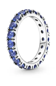 Pandora Třpytivý stříbrný prsten s modrými krystaly Eternity Timeless 190050C02 52 mm