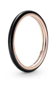 Pandora Minimalistický bronzový prsten s černým smaltem Rose 189655C01 50 mm