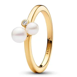 PANDORA pozlacený prsten Nadčasový perlový prsten 163156C01 #5900143