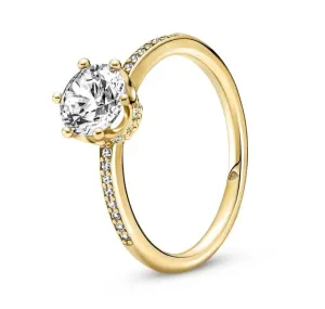 Pandora Blyštivý pozlacený prsten Třpytivá korunka Shine 168289C01 50 mm