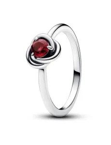 Pandora Stříbrný prsten s červeným krystalem Červencový kámen věčnosti 192993C07 52 mm