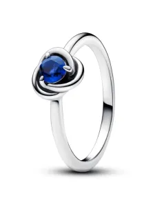 Pandora Stříbrný prsten s modrým krystalem Zářijový kruh věčnosti 192993C09 56 mm