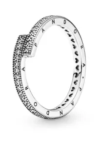 Pandora Něžný stříbrný prsten Logo a srdíčka 199491C01 50 mm