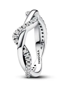 Pandora Zvlněný stříbrný prsten se zirkony Timeless 193098C01 52 mm