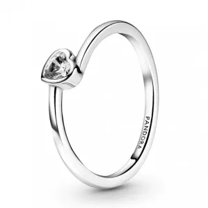 Pandora Romantický stříbrný prsten se srdíčkem People 199267C02 54 mm