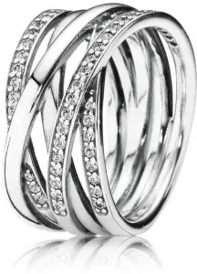 Pandora Stříbrný propletený prsten Timeless 190919CZ 50 mm