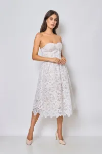 Bílé krajkové midi šaty Salma #6072001