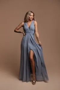 Šedo-modré dlouhé šaty Marion #6072016