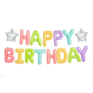 FB81 Party Deco Set fóliových balonů Happy Birthday - Pastelové, 395x35cm
