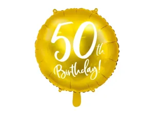 Foliový balónek, 45cm, 50th Birthday, zlatý
