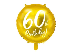 Foliový balónek, 45cm, 60th Birthday, zlatý