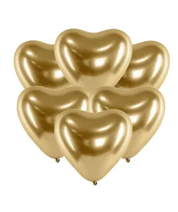 CHB2-019-10 Party Deco Chromované balóny - Glossy Hearts 30cm, 10ks Zlatá