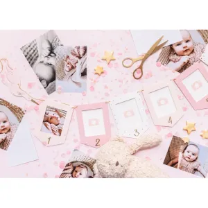 GNZ2 Party Deco Girlanda s rámečky na fotografie - Baby-Boom - 10,5x15cm Růžová