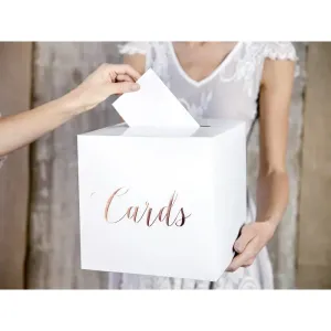 PUDTM6-019R Party Deco Krabička na dary - Cards - bílá 24x24x24cm Rúžove zlato