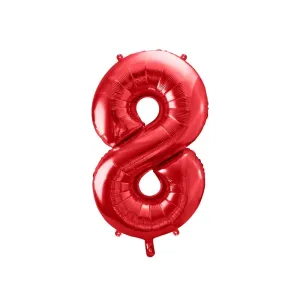 PartyDeco Balónek fóliový narozeninové číslo 8 - červený 86 cm