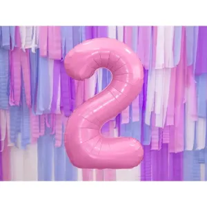 PartyDeco Fóliový balónek narozeninové číslo 2 - růžový 86cm