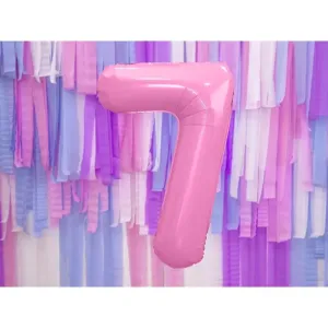 PartyDeco Fóliový balónek narozeninové číslo 7 - růžový 86cm