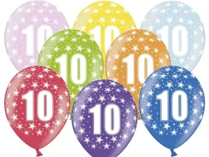 PartyDeco Balónek s číslem 10 narozeninový