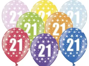PartyDeco Balónek s číslem 21 narozeninový