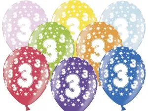 PartyDeco Balónek s číslem 3 narozeninový