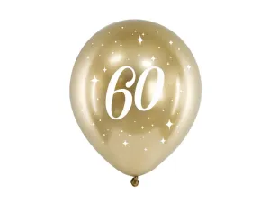 PartyDeco Latexové balónky - zlaté číslo 60 6 ks