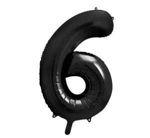 PartyDeco Balónek fóliový číslo 6 černý 100cm Party Deco