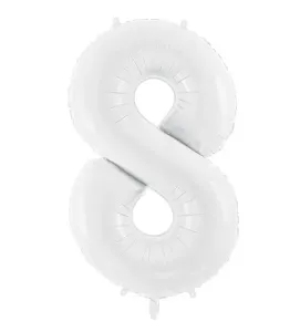 PartyDeco Balónek fóliový číslo 8 bílá 100cm Party Deco